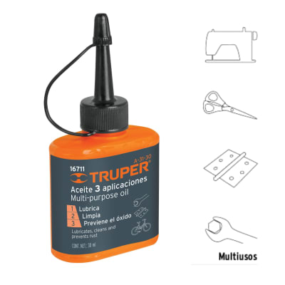 Aceite lubricante maquina 3 en 1 multiusos 90 ml 3oz -- Truper