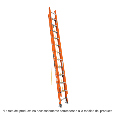 Escalera de extensión, tipo II, 28 peldaños, fibra de vidrio