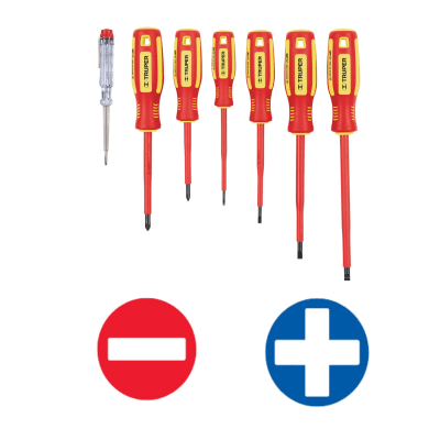 Juego desarmador aislado 1000v y probador de corriente -- Truper