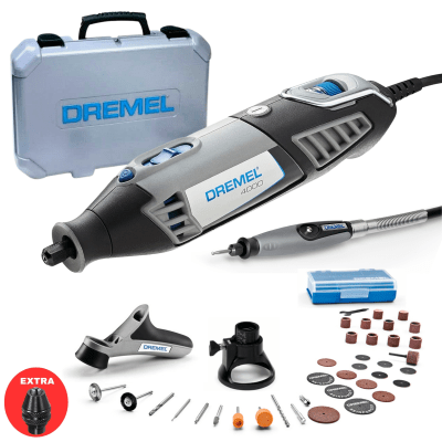 Minitorno Multipropósito DREMEL 4000 +37 accesorios +3 acoples+Maletín
