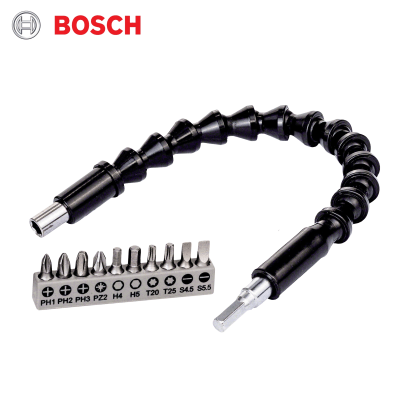 Set de puntas para atornillador + Extensión magnética flexible de 30 cm, 11 piezas