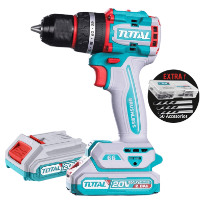 TALADRO PERCUTOR BRUSHLESS 66Nm 20V INALÁMBRICO TIDLI20668 TOTAL