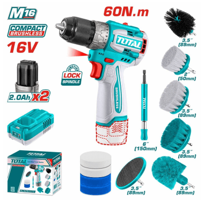 Taladro inalámbrico 16V Brushless kit pulidora TOSLI240786 total