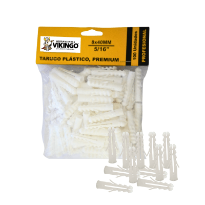 TARUGO PLASTICO COLOR BLANCO 5/16, 100 unidades