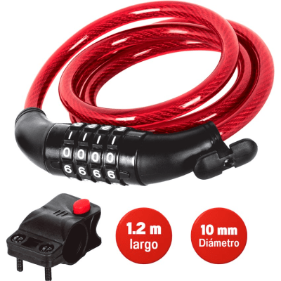 Candado cadena de bicicleta con clave de combinación 10 mm