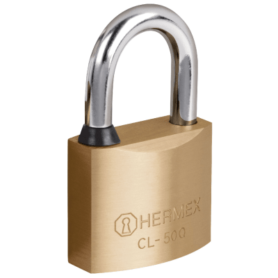 Candado de latón 50 mm gancho corto, llave de puntos, Hermex
