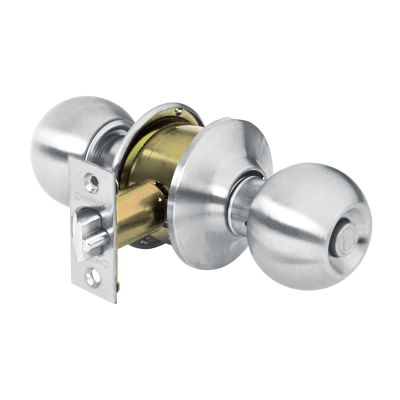 Cerradura  chapa bola para recámara, cromo mate Hermex