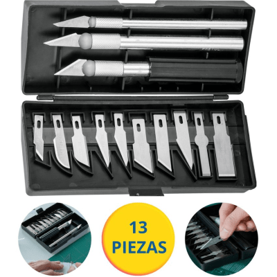 Juego cutter precisión cuchilla exacto tipo bisturí hobby pretul 13pzs