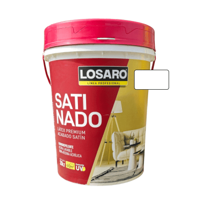 Pintura Látex Premium Satinado Losaro 20L 5 Gal Blanco - Anti hongos