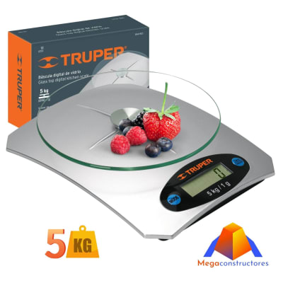 BALANZA DIGITAL DE COCINA VIDRIO 5 KG TRUPER