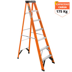 Escalera tijera fibra de vidrio 6 peldaños soporta 175 kg Truper. 0
