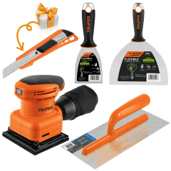 Lijadora orbital profesional 200w kit empastador fino acabado TRUPER 0