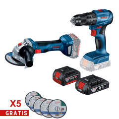 Combo Amoladora inalámbrica GWS 180-LI+Taladro atornillador Percutor GSB 185-LI 0