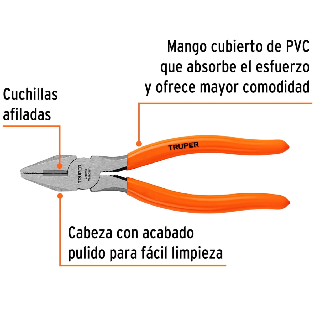 Alicate Pinza para electricista 7 mango de PVC Truper2