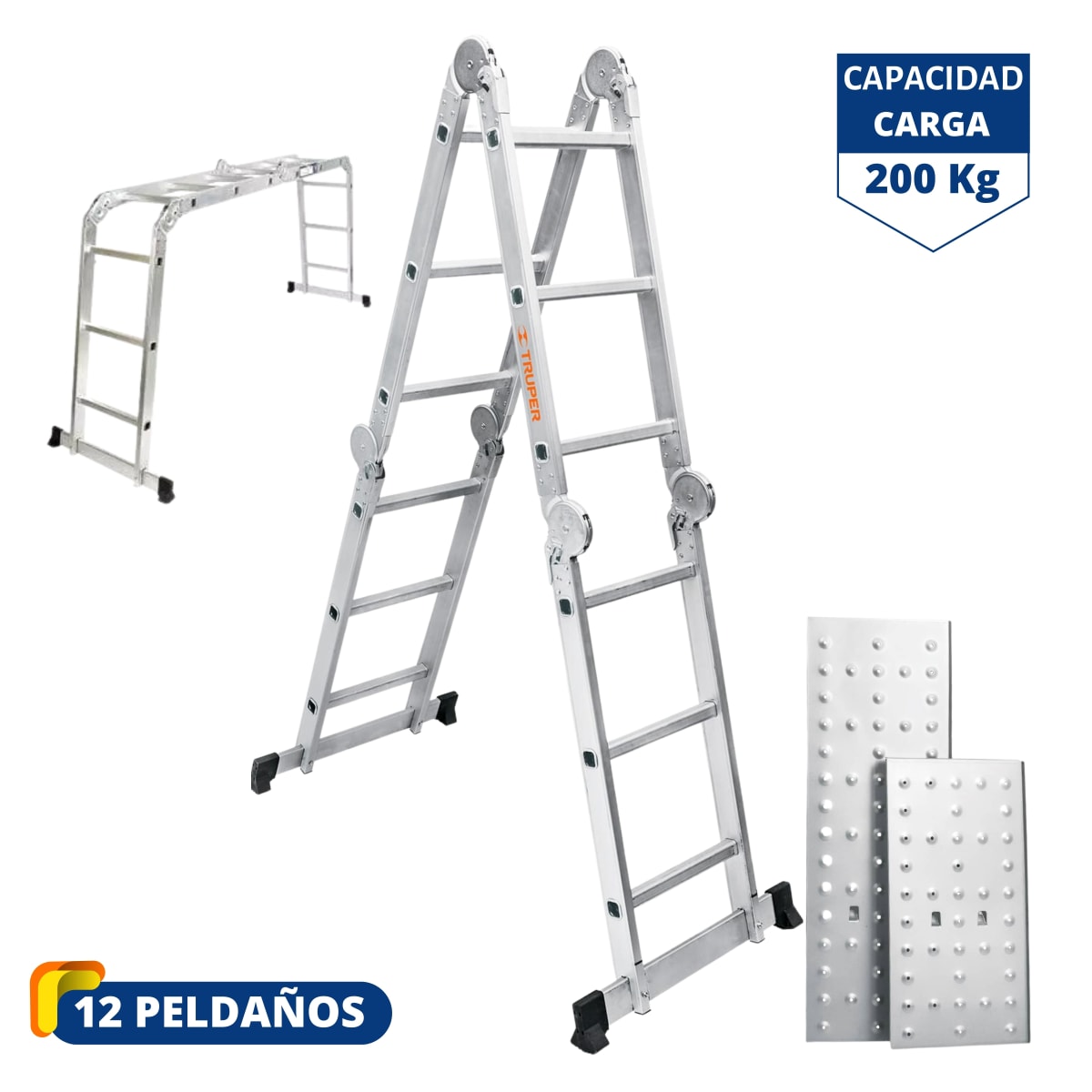 Escalera multiposición 12 peldaños soporta 200kg - Truper1