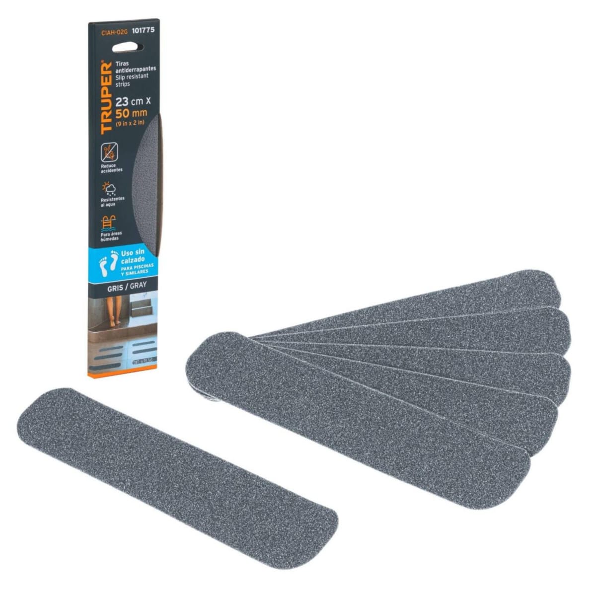 Cinta antideslizante antiderrapante 23cm x 50mm GRIS para baño1