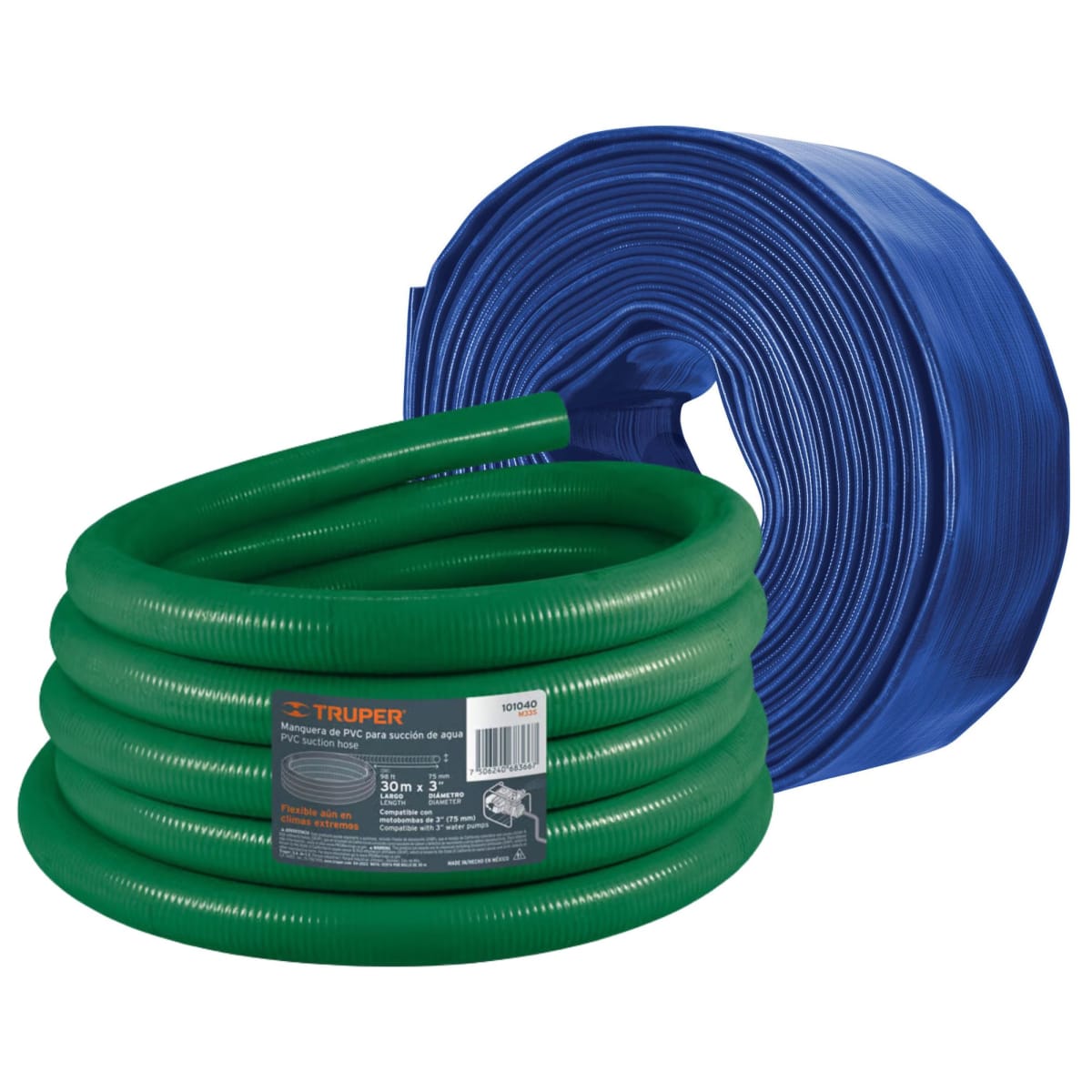 Manguera para motobomba 3plg manguera de succion 30m y descarga 100m1