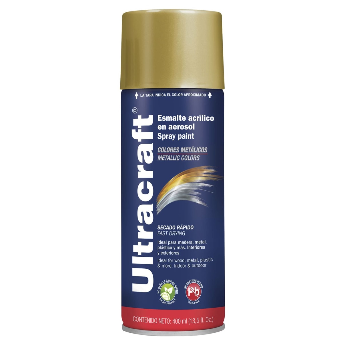 Pintura spray color ORO metálico ultracaft TRUPER1
