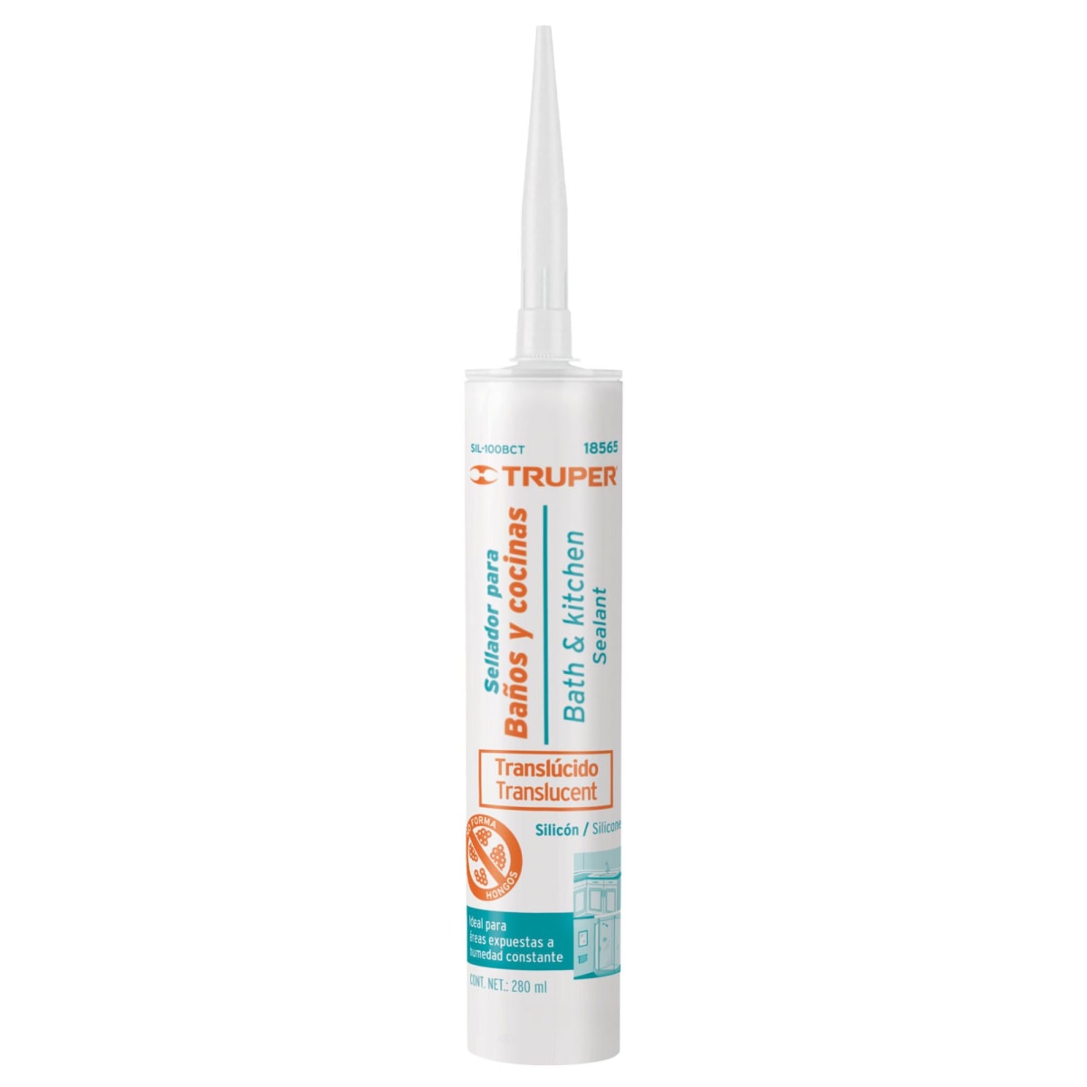 Silicona baños y cocina, TRANSPARENTE 280 ml, Truper1