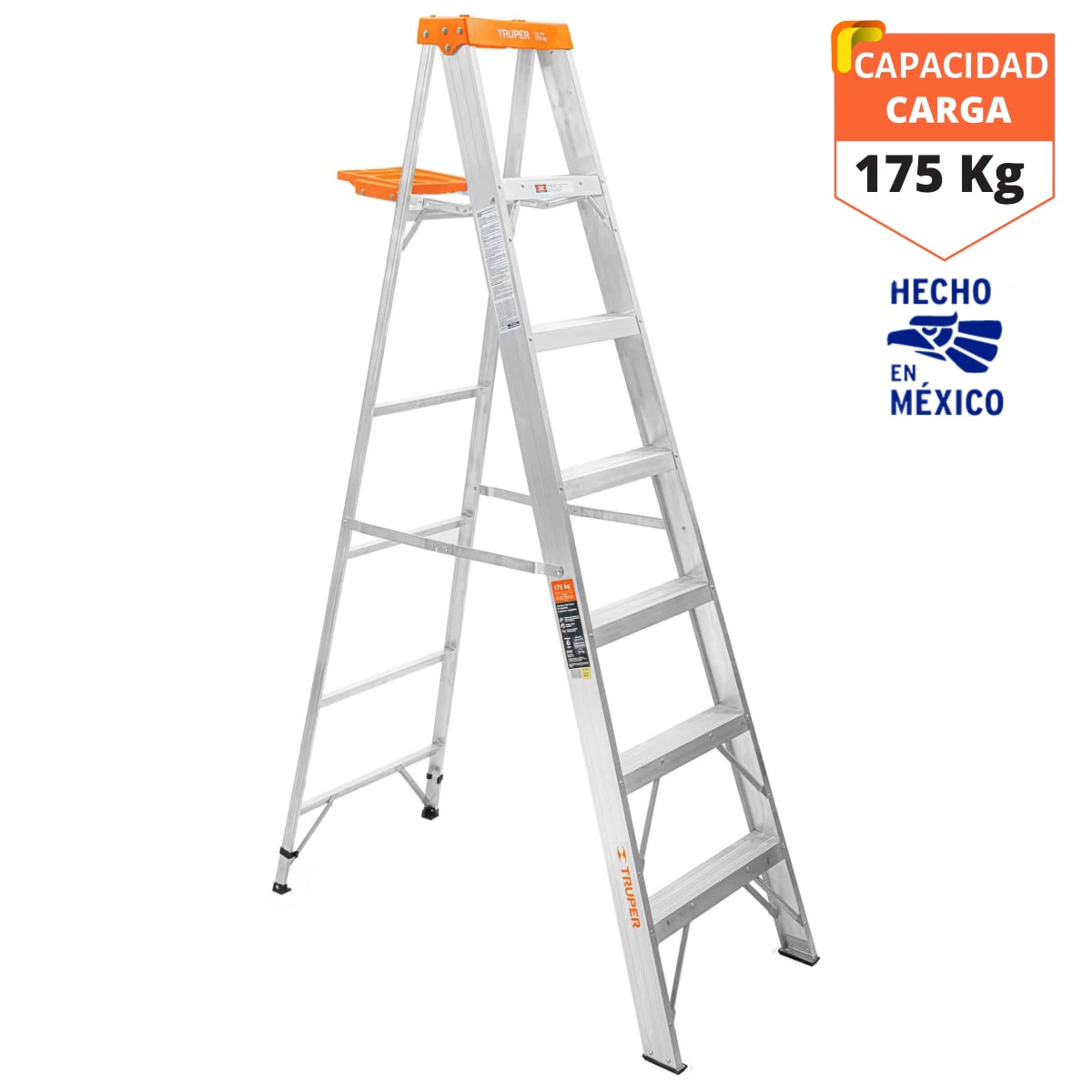 Escalera tijera 6 peldaños Truper soporta 175 kg.1