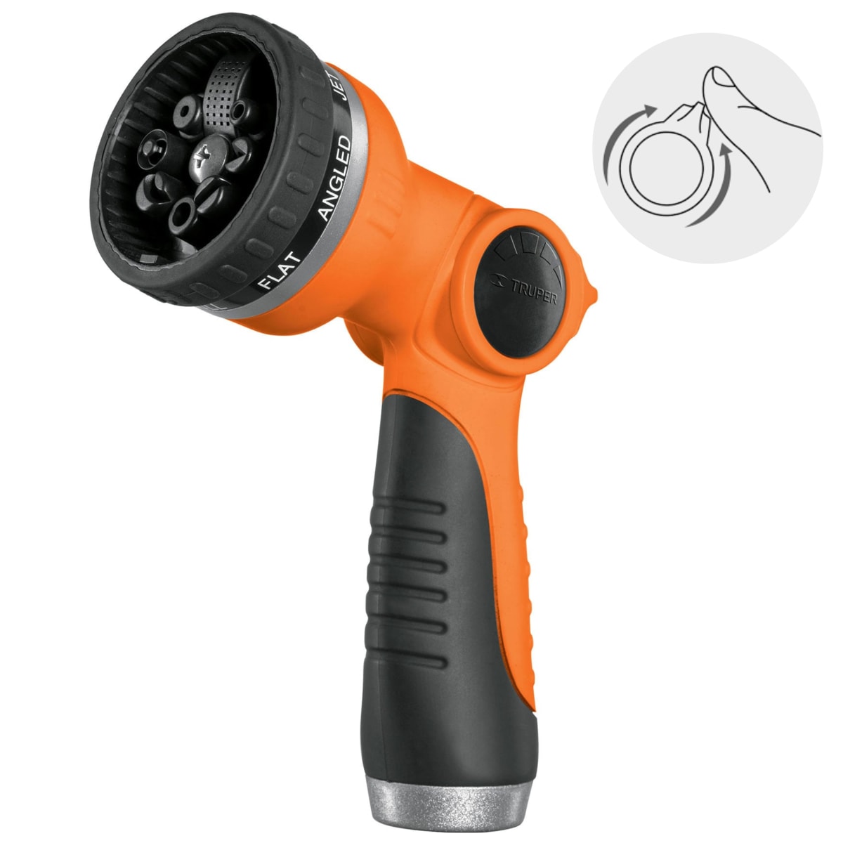 Pistola de riego de 8 funciones regulador de flujo Manguito Rotador -- TRUPER1