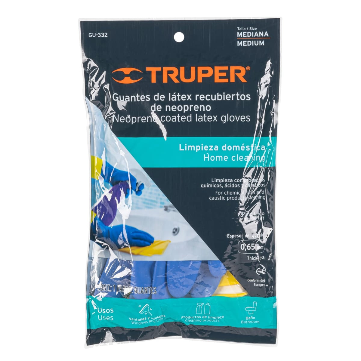 Guantes látex reforzado para limpieza 8 talla M - TRUPER2