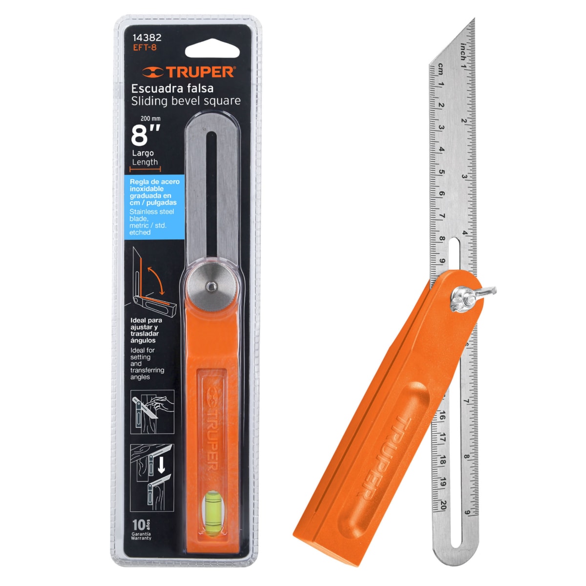 ESCUADRA FALSA PROFESIONAL ACERO INOXIDABLE  8 PULG TRUPER2