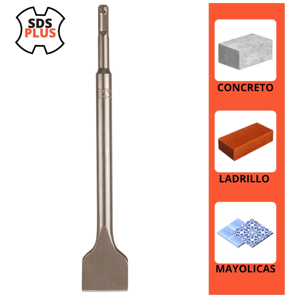Cincel plano grueso SDS Plus p/ Rotomartillo 1/2