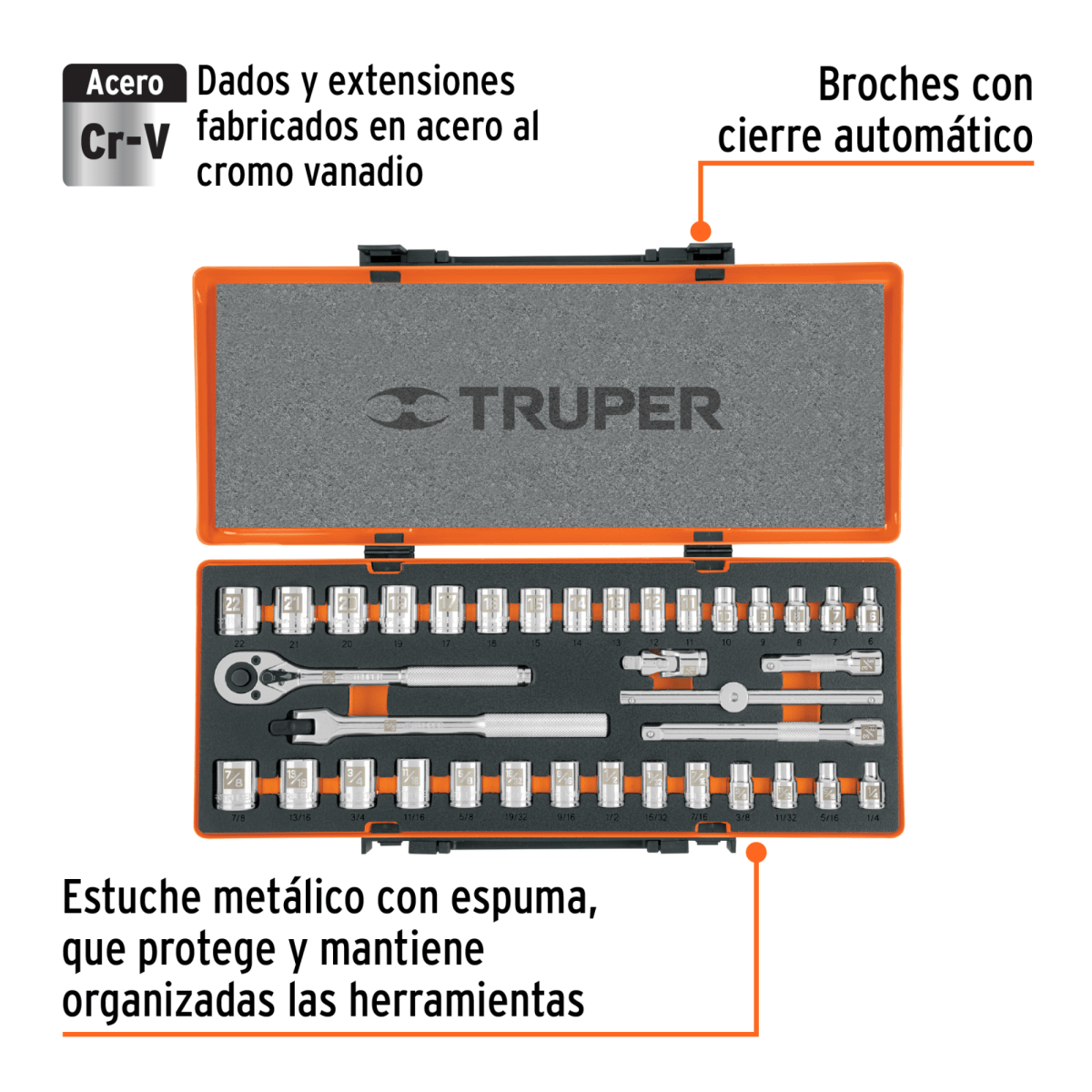 Juego de 36 herramientas cuadro 3/8