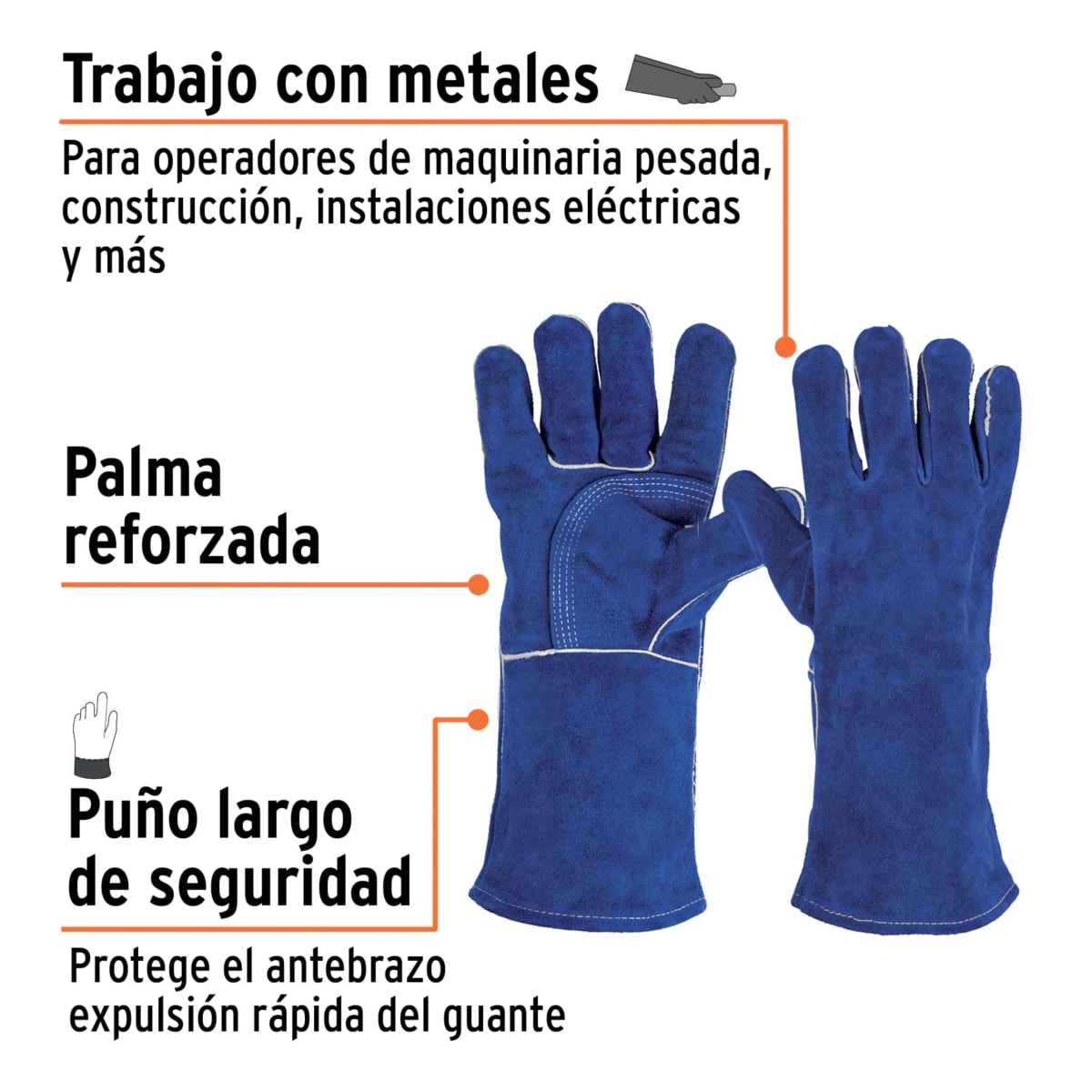 Guantes reforzadas para soldador, color azul - TRUPER2