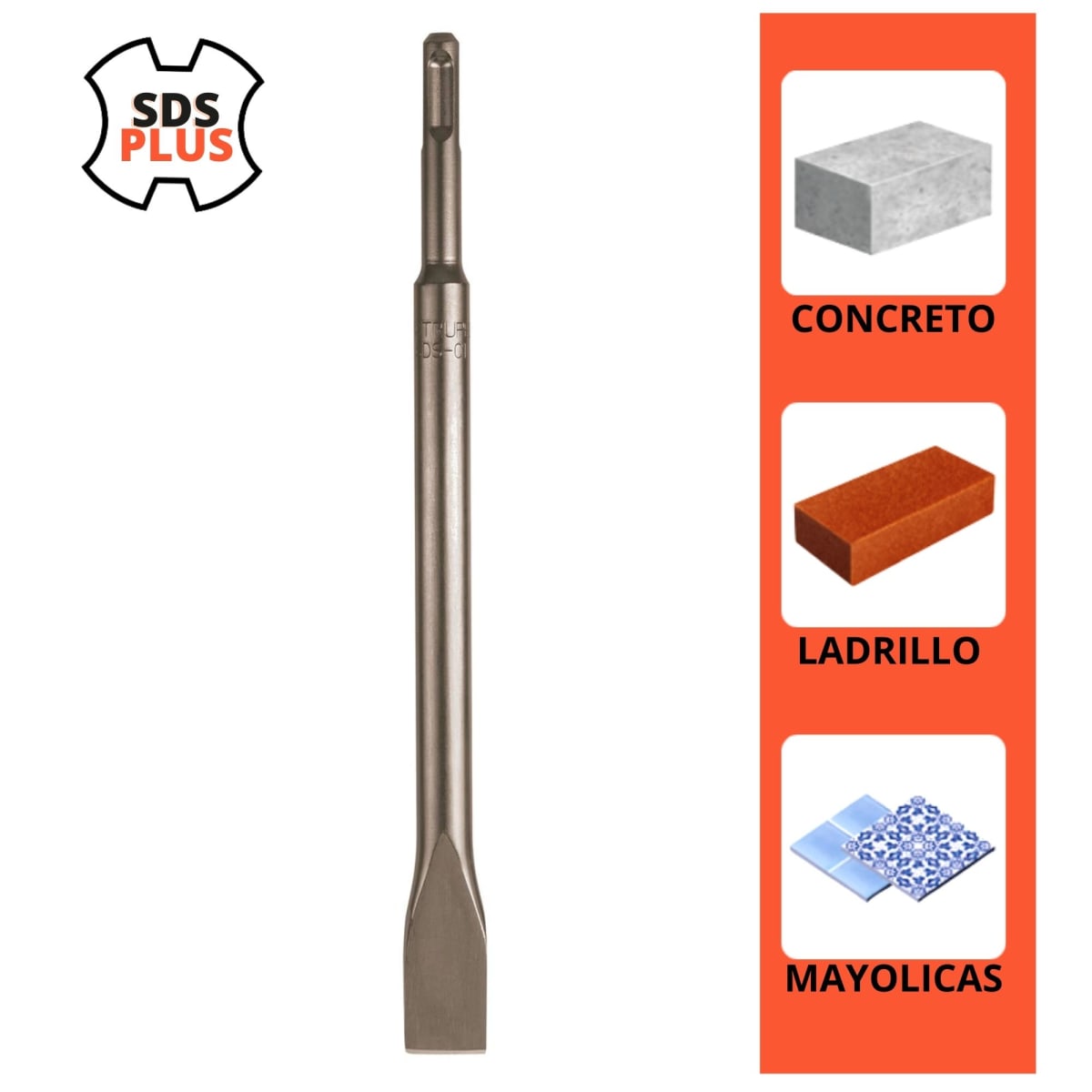 Cincel Plano Delgado SDS Plus para Rotomartillo 3/4