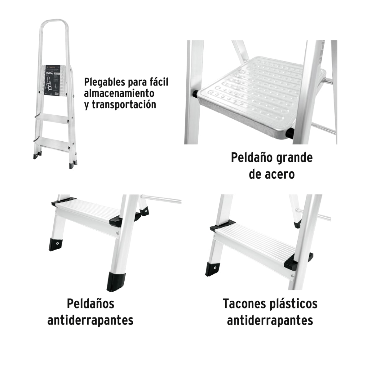 Escalera tijera 4 peldaños capacidad de carga 150 Kg - Truper2