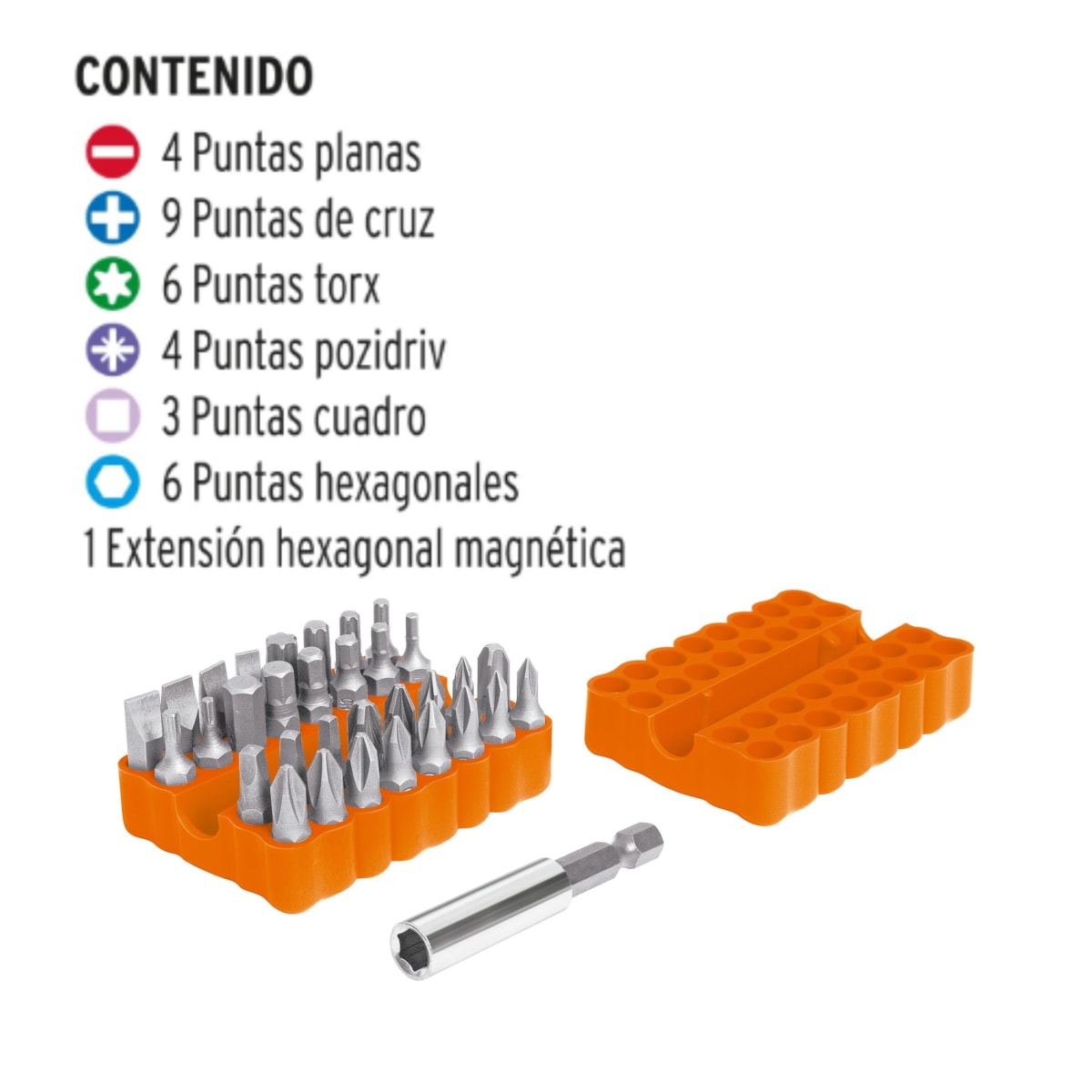 Juego de brocas para desarmador, 33 piezas2