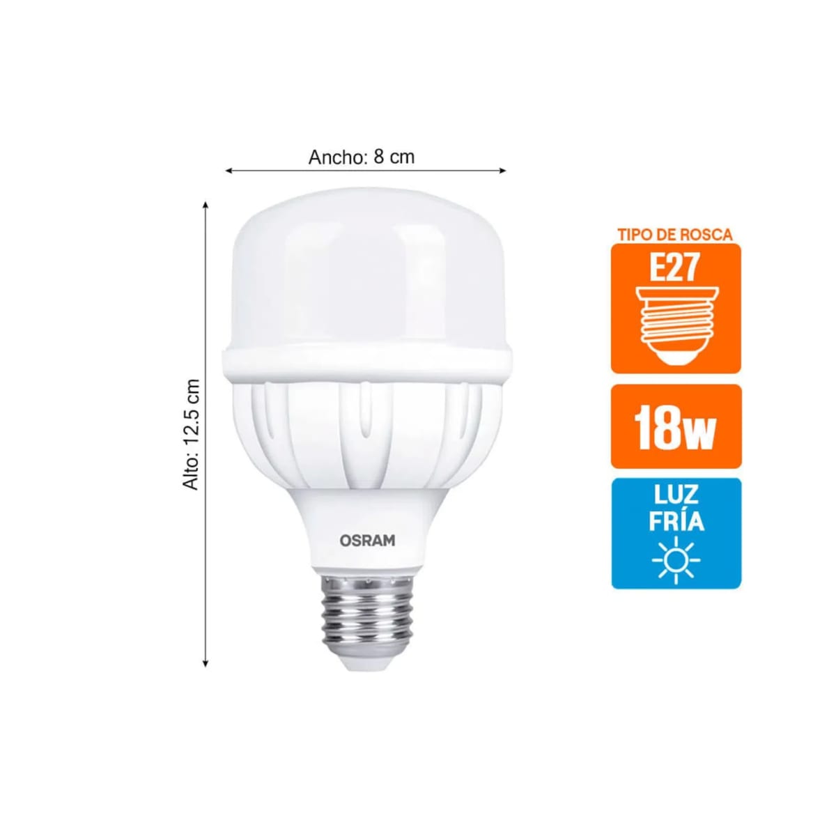 Foco Led Alta Potencia E27 18w Luz Blanca -  OSRAM2