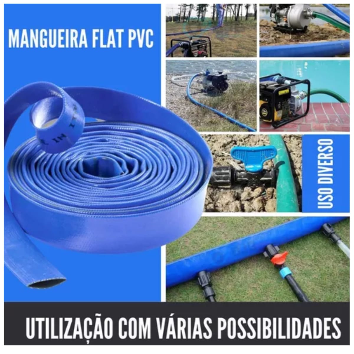 Manguera para motobomba 3plg manguera de succion 30m y descarga 100m2