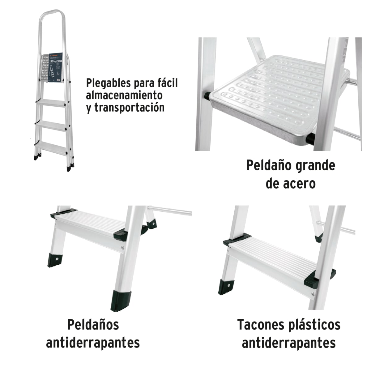 Escalera tijera plegable 4 peldaños, truper2