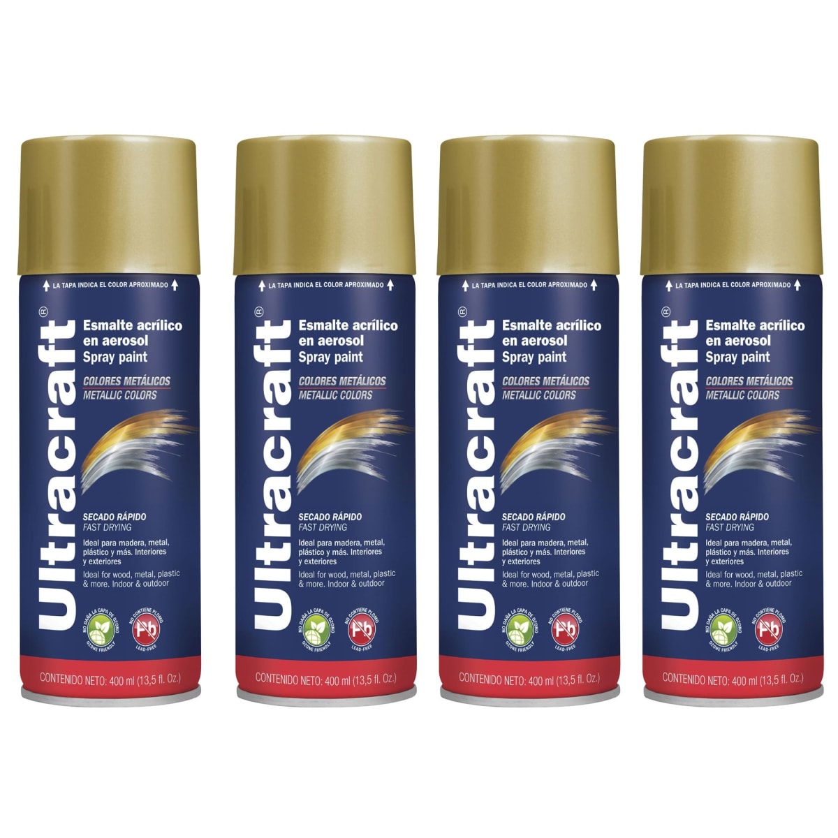 Pintura spray color ORO metálico ultracaft TRUPER2