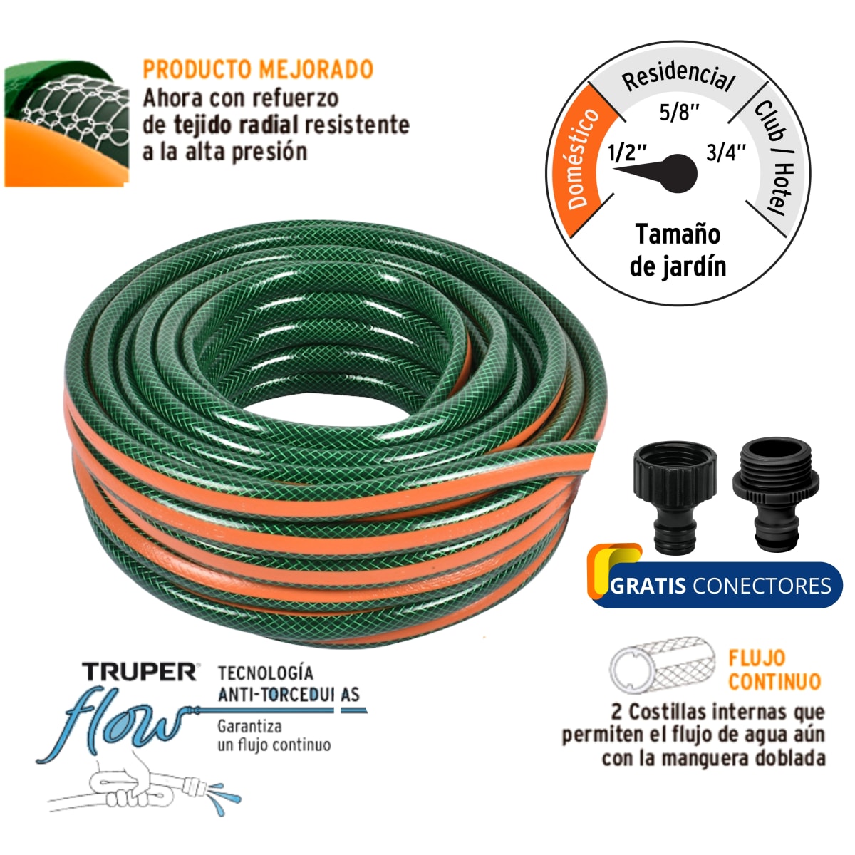 Manguera de riego expandible reforzada 30m truper2