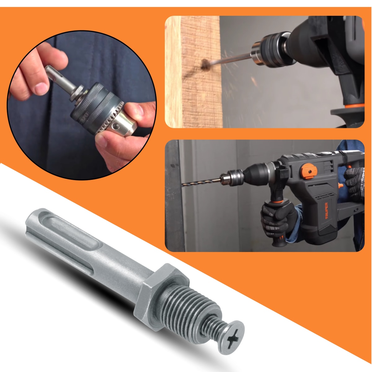 Adaptador para taladro percutor SDS PLUS2