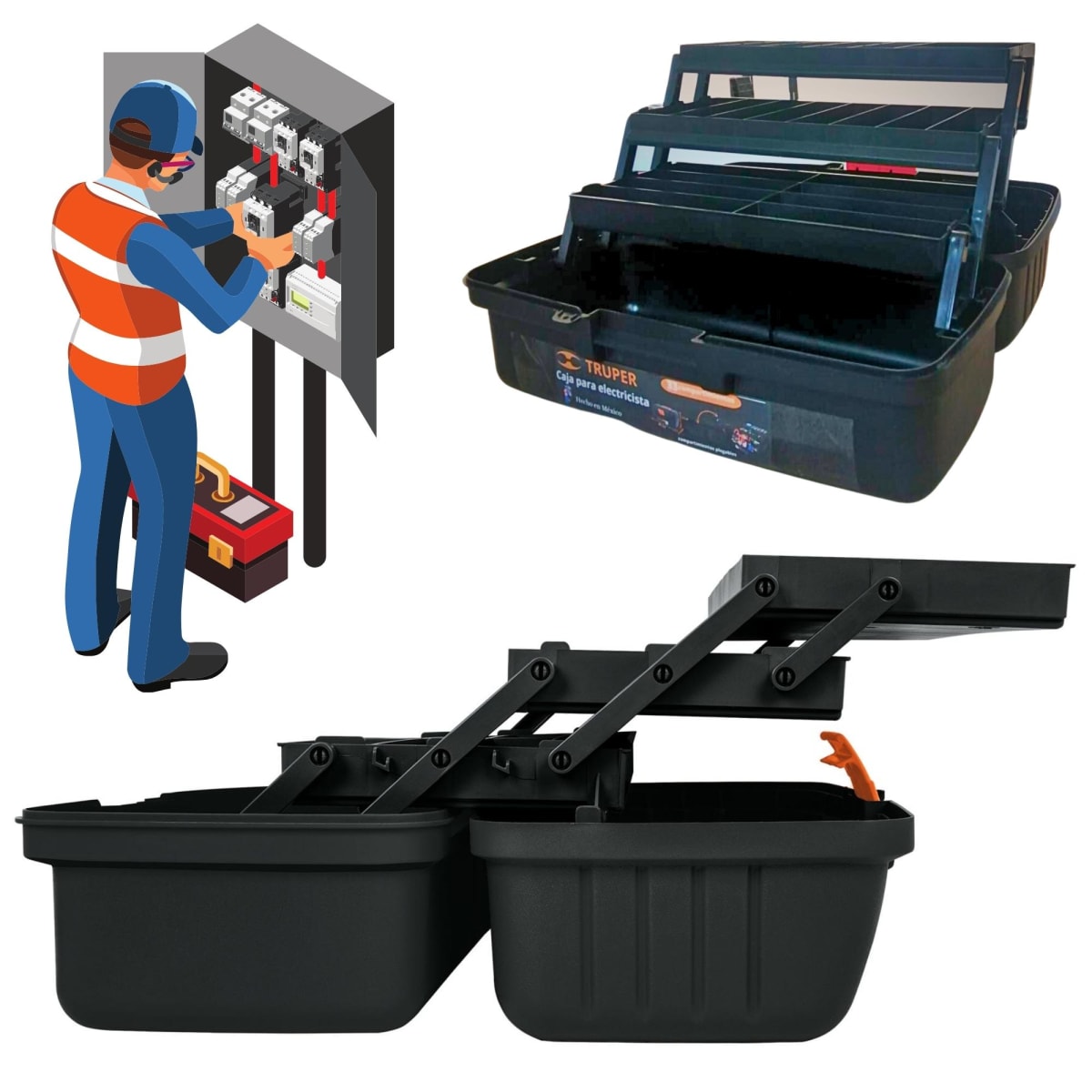 Caja de herramientas electricistas 3 bandejas deslizables4