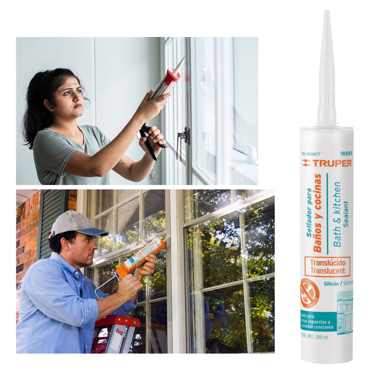 Silicona baños y cocina, TRANSPARENTE 280 ml, Truper2