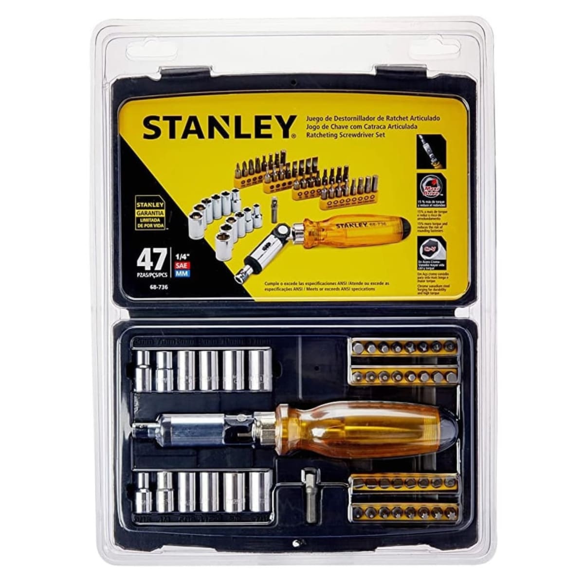 JUEGO DE DADOS DESTORNILLADOR RATCHET ARTICULADO PUNTILLAS, 47 PZAS2