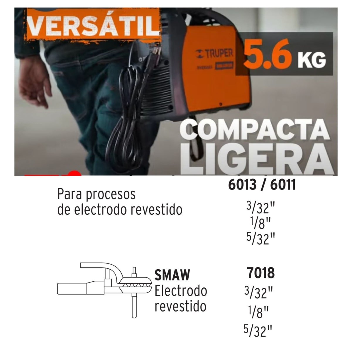 Soldadora inversora portátil 160A 220V - TRUPER2