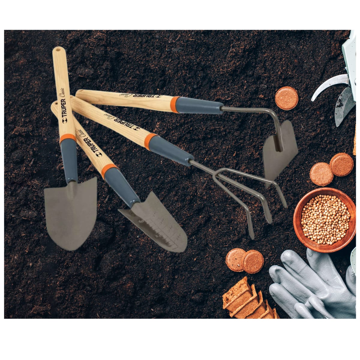 Juego de herramientas jardín 15Pulg 4Pzas Truper2