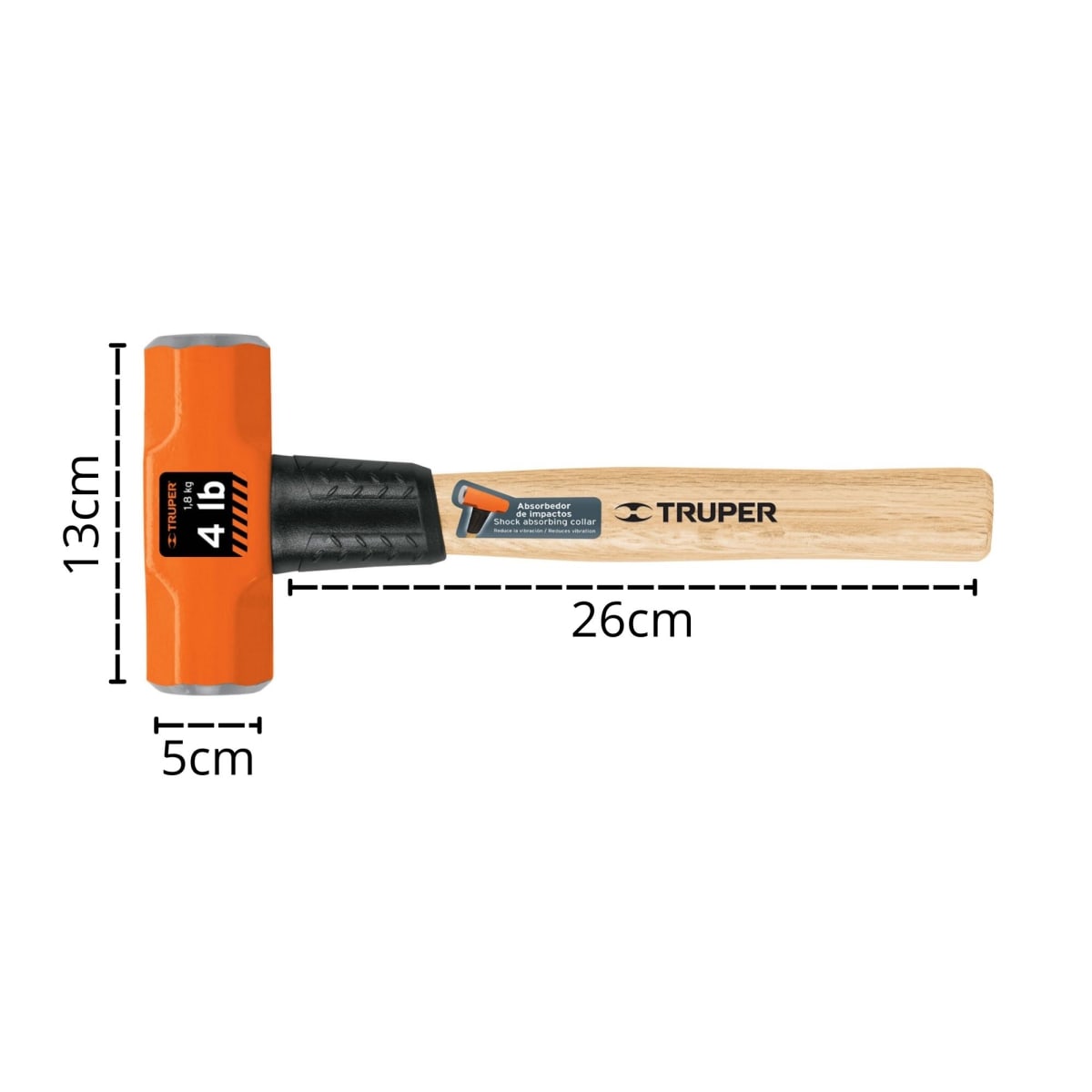 Comba octagonal 4 Lb, mango de madera 12