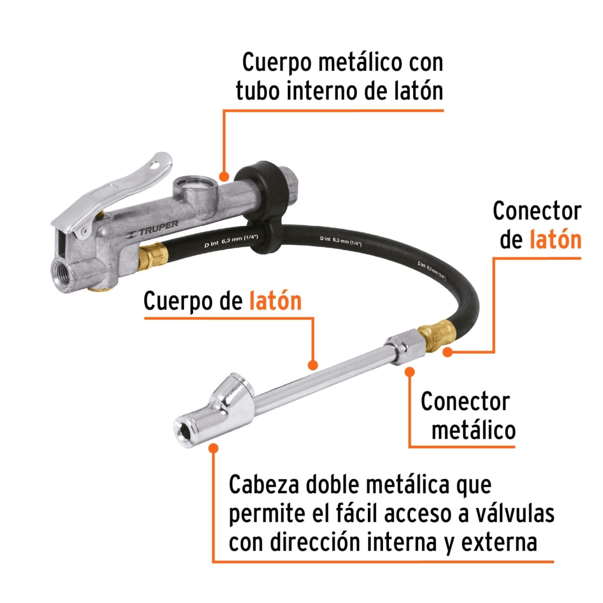 Inflador calibrador de llantas cabeza doble 14 TRUPER2