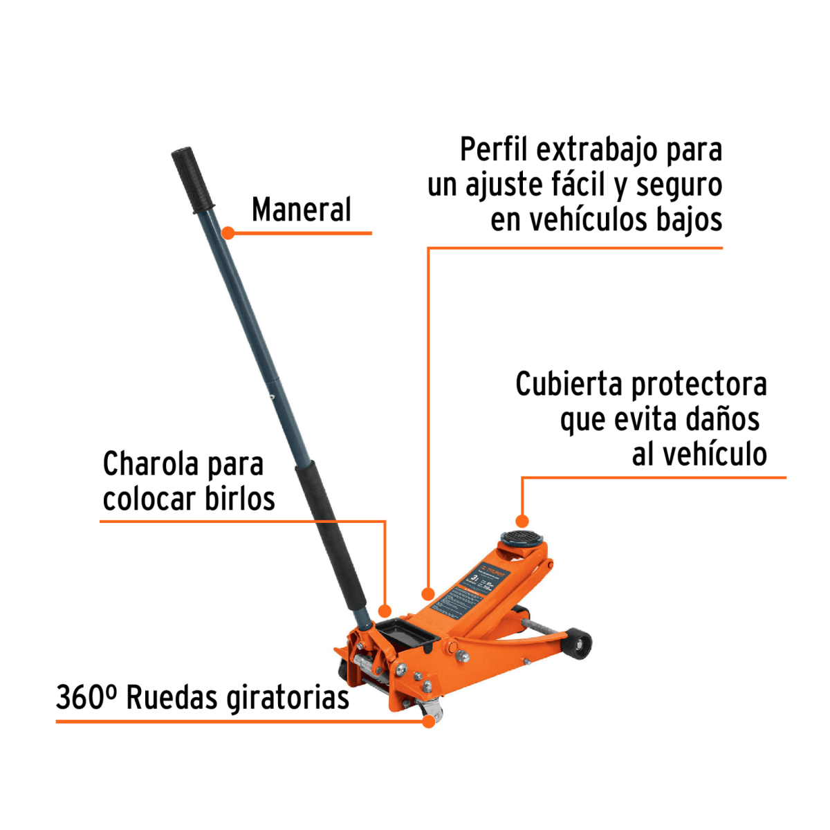 Gato hidráulico profesional de patín, 3t, elevación rápida2