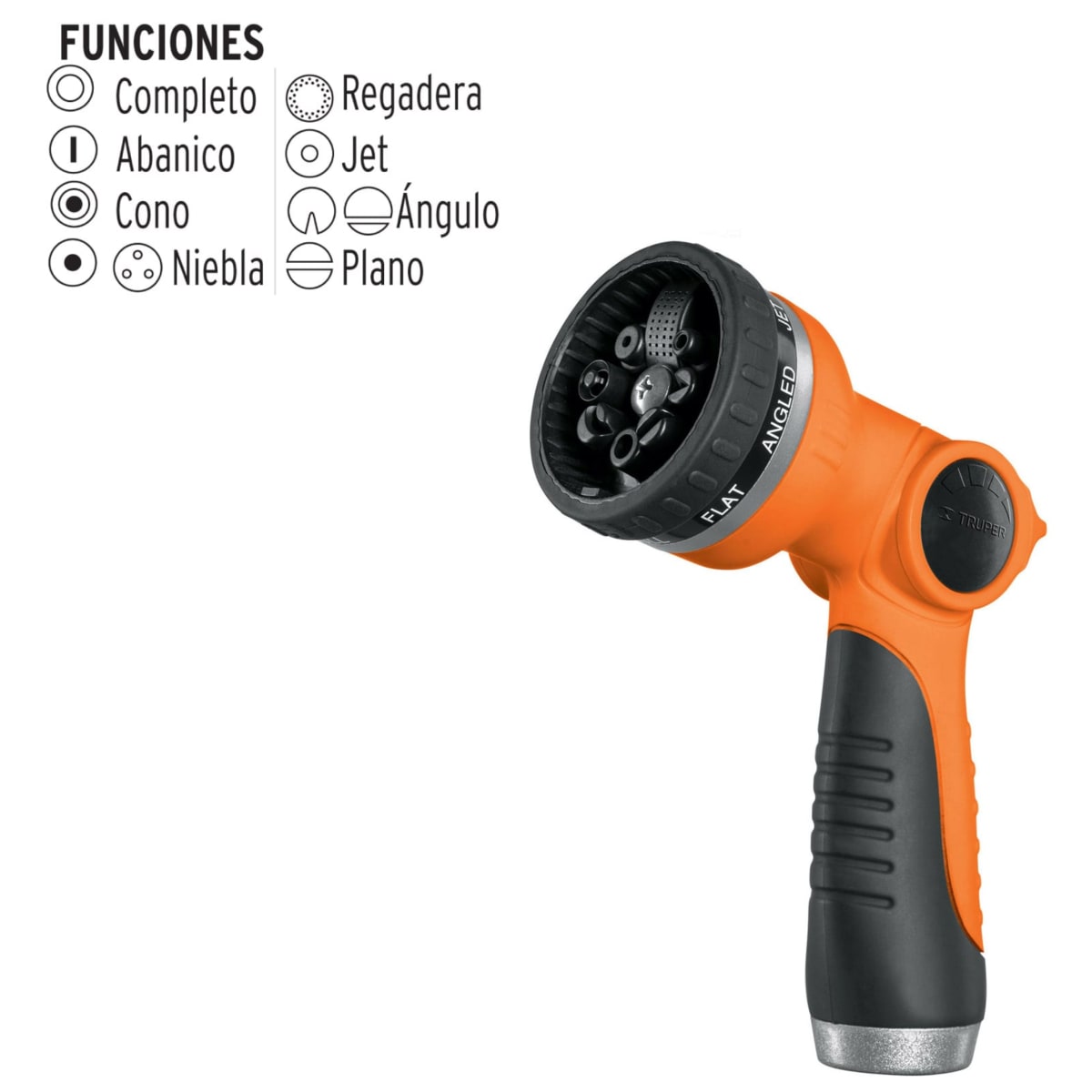 Pistola de riego de 8 funciones regulador de flujo Manguito Rotador -- TRUPER2