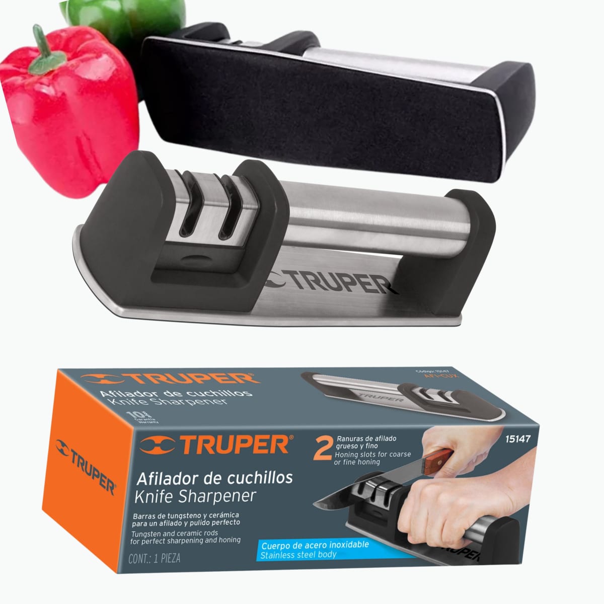 Afilador de cuchillos de cocina acero inoxidable TRUPER1