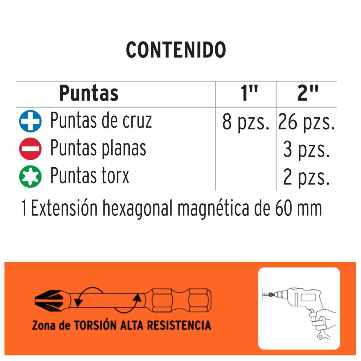 Puntas de impacto para taladro atornillador Truper expert2
